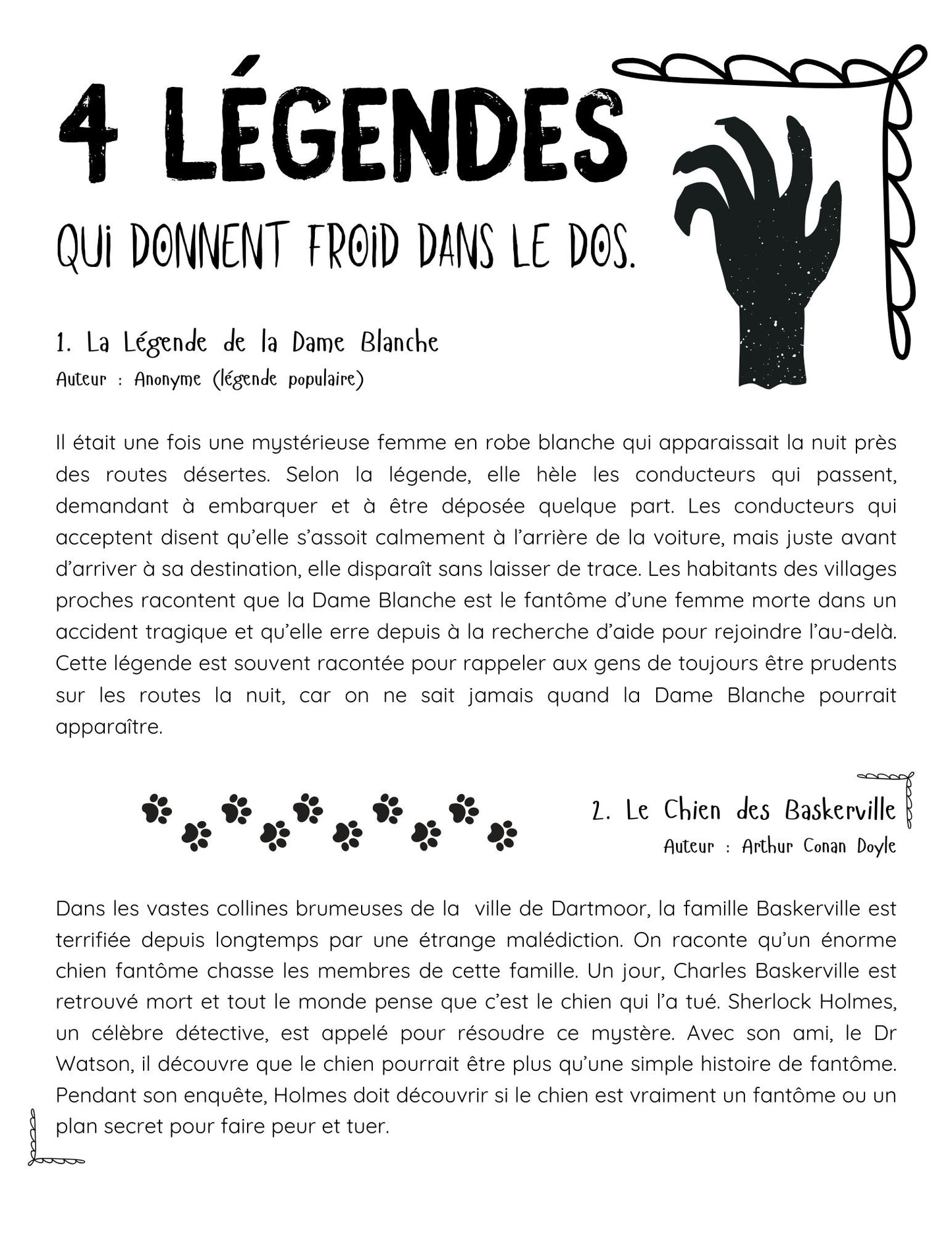 Comp. lecture - 4 légendes