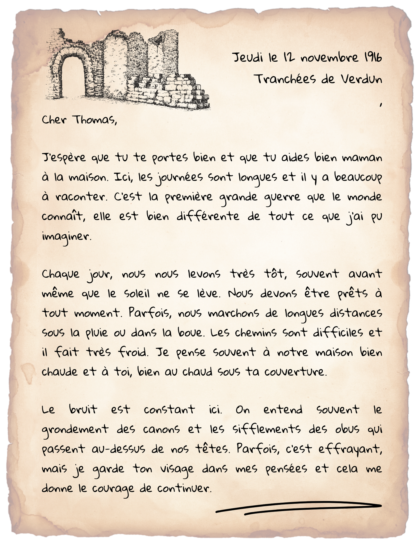 Lettre de guerre - compréhension de lecture