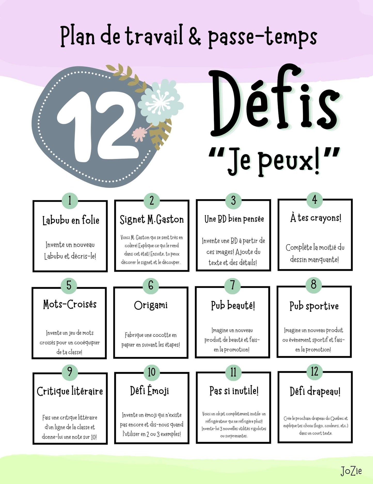 12 défis "Je peux" - Passe-Temps