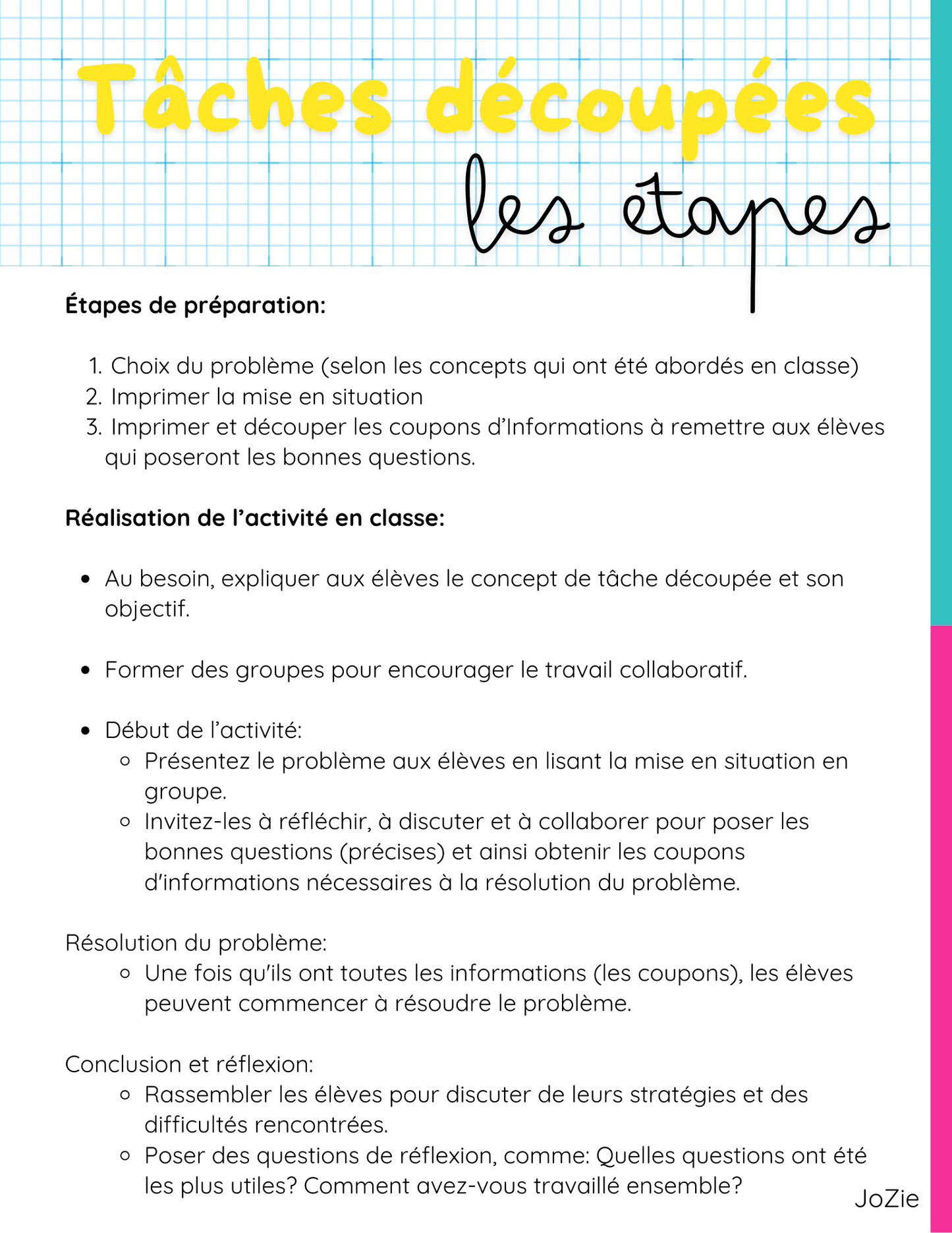 2e cycle Raisonner - 3 tâches découpées