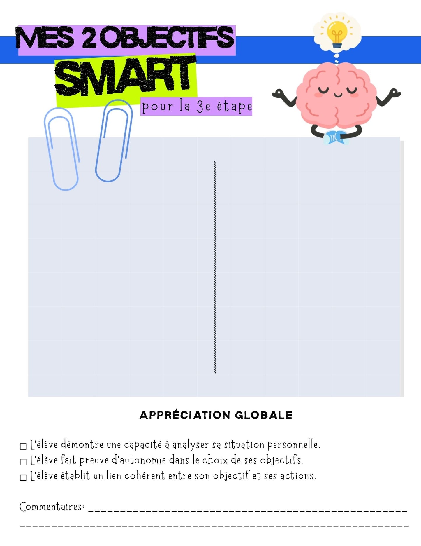 Mes objectifs SMART CCQ 3e cycle