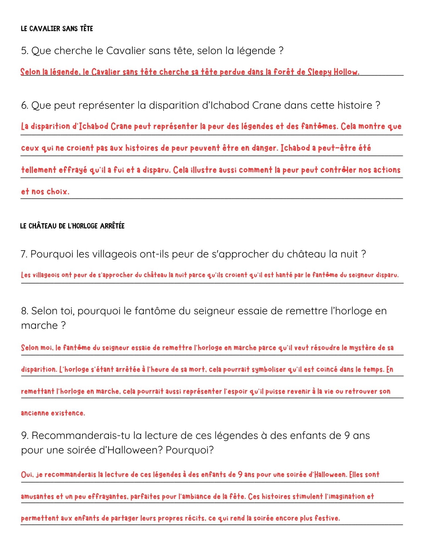 Comp. lecture - 4 légendes