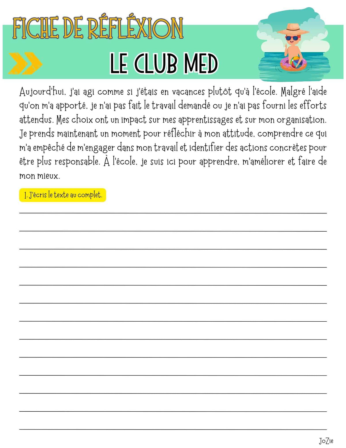 15 fiches de réflexion