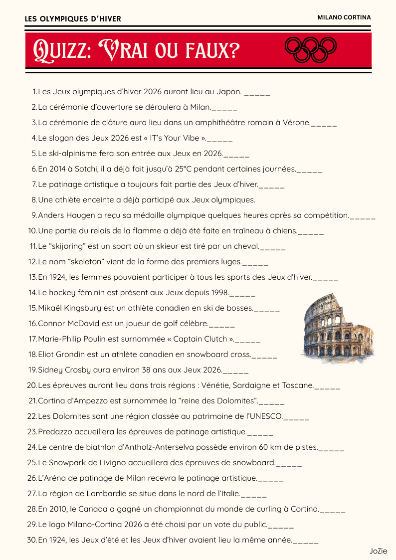 La Gazette Olympique - J.O hiver 2026