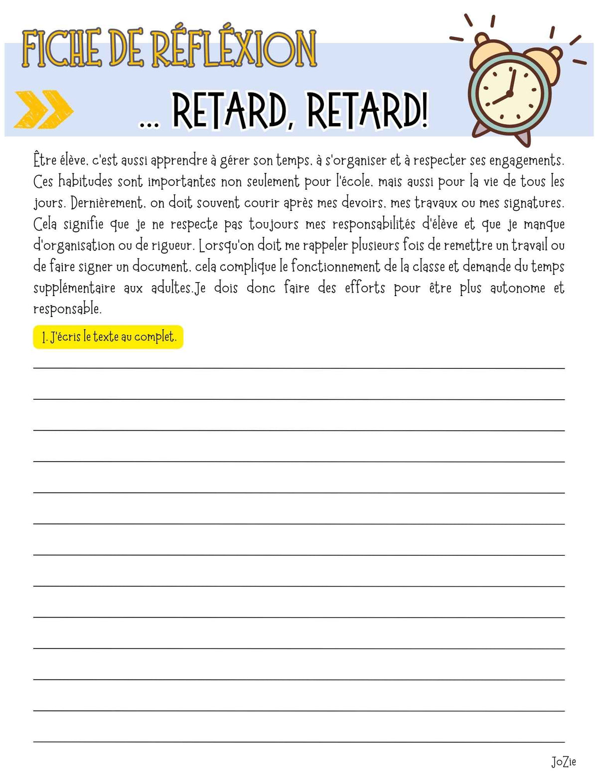 15 fiches de réflexion