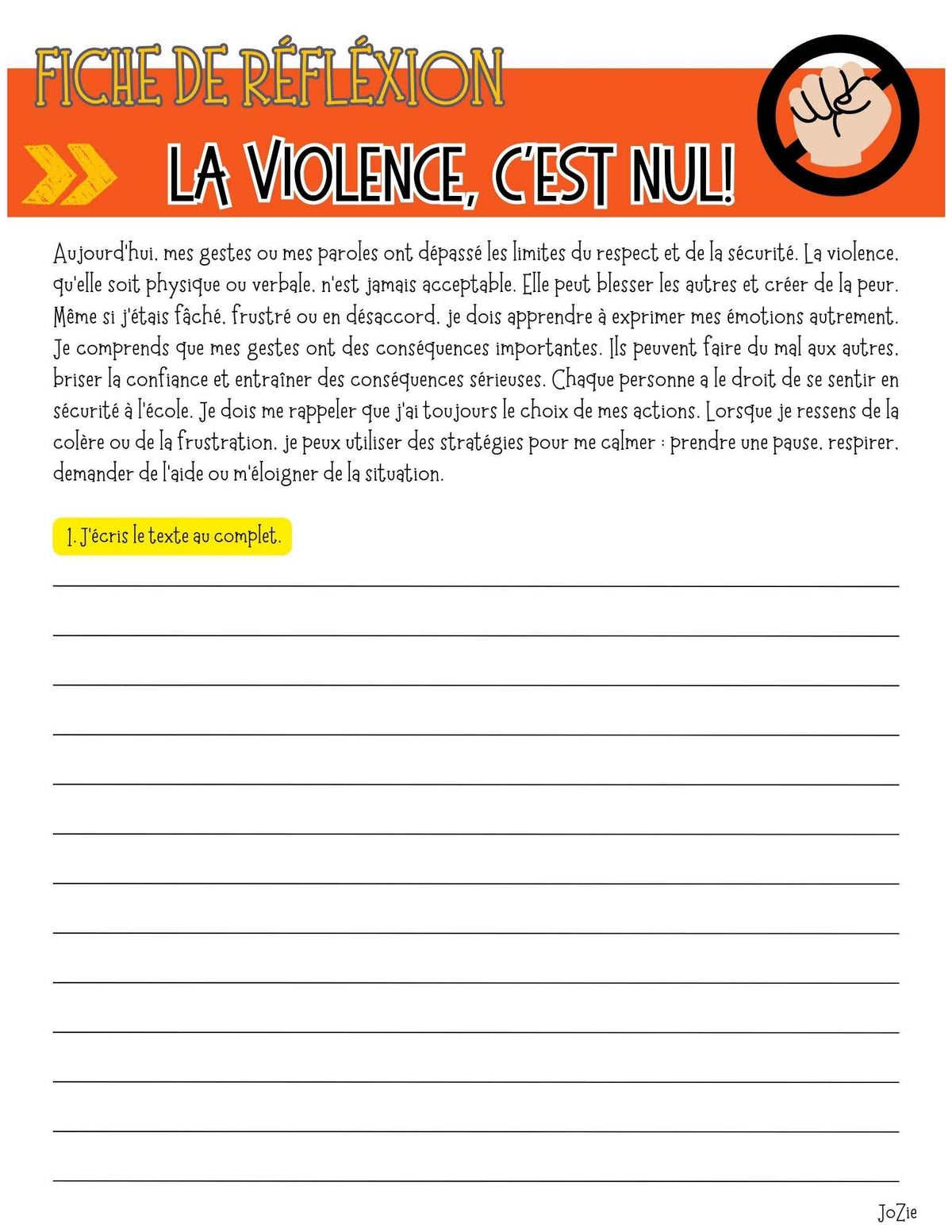 15 fiches de réflexion