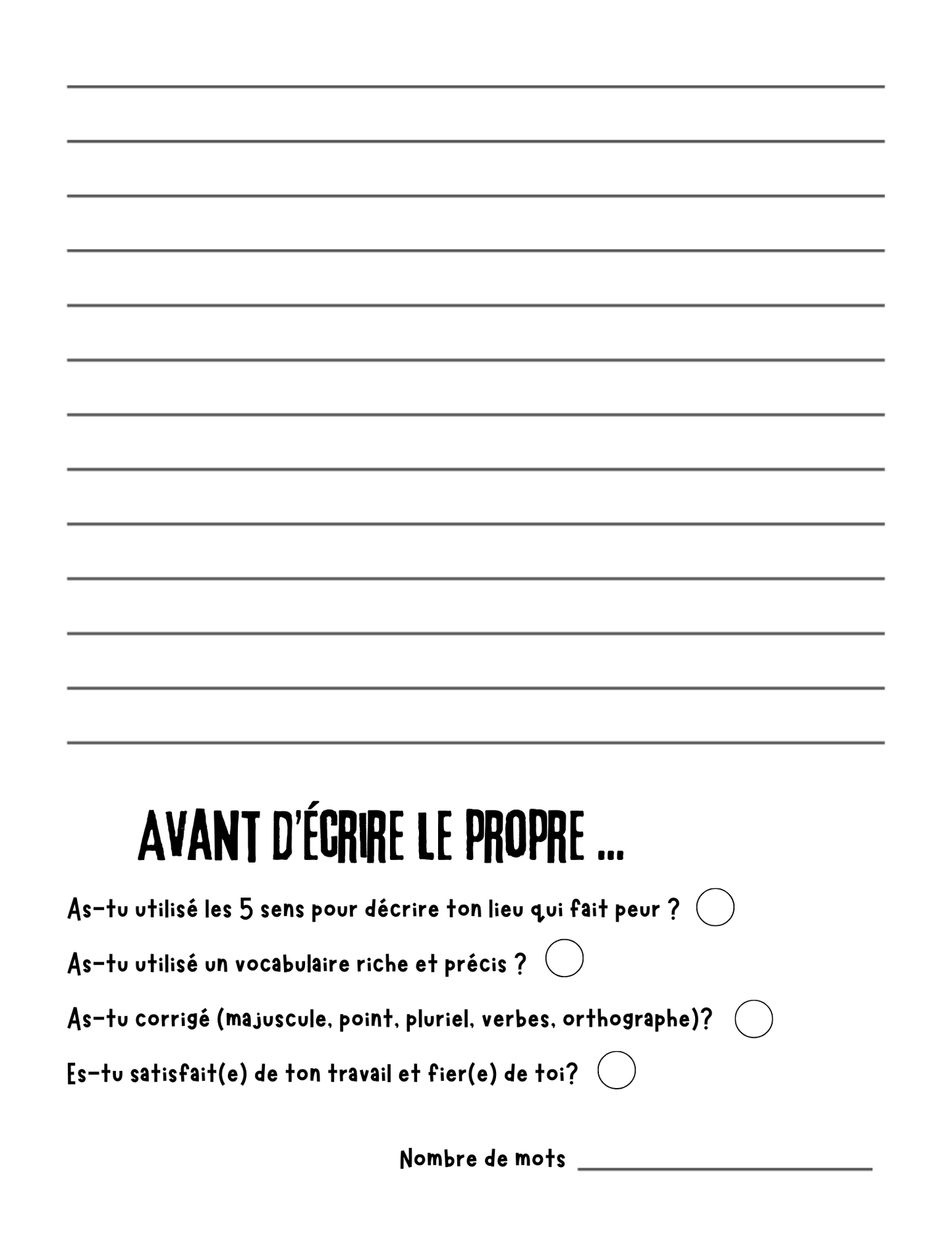 Frayeur Express - Écriture texte descriptif