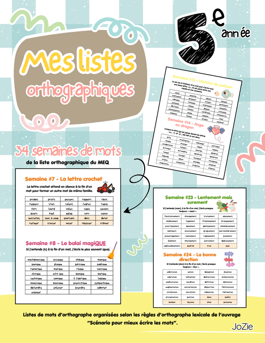 Listes orthographiques - 5e année
