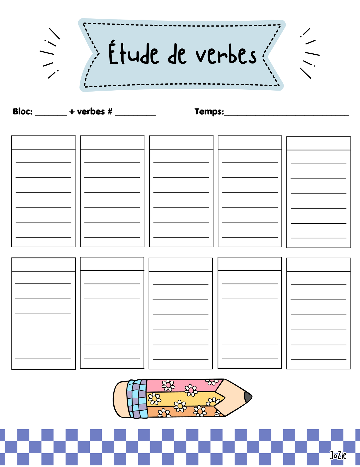 Cahier des verbes 6e année