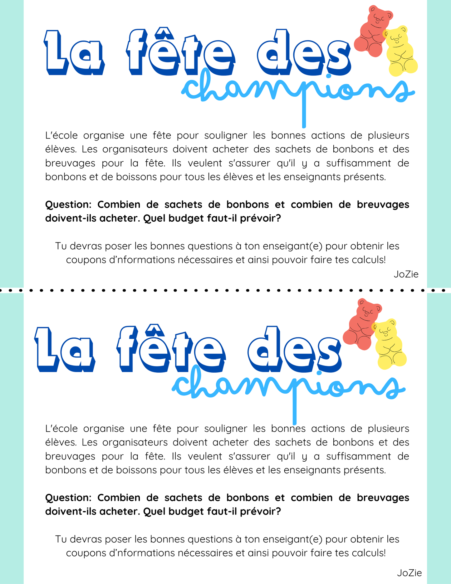 3e cycle- Raisonner - 3 tâches découpées