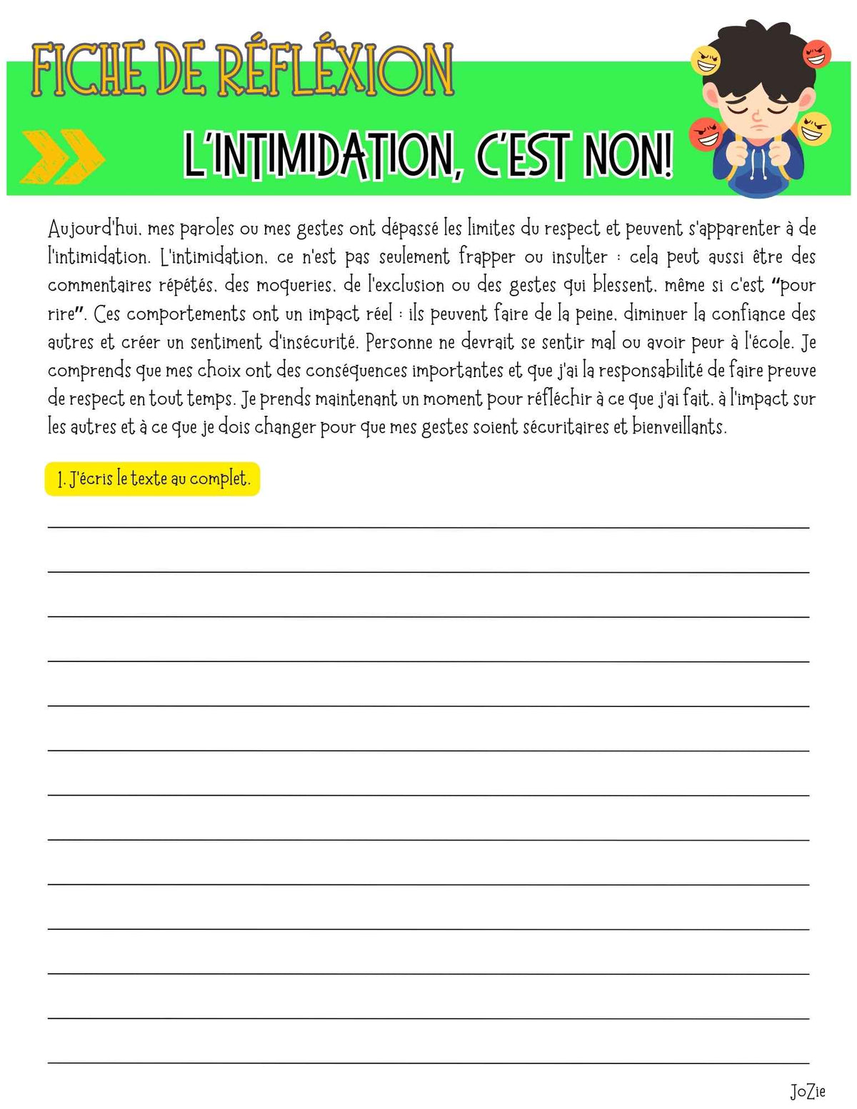15 fiches de réflexion