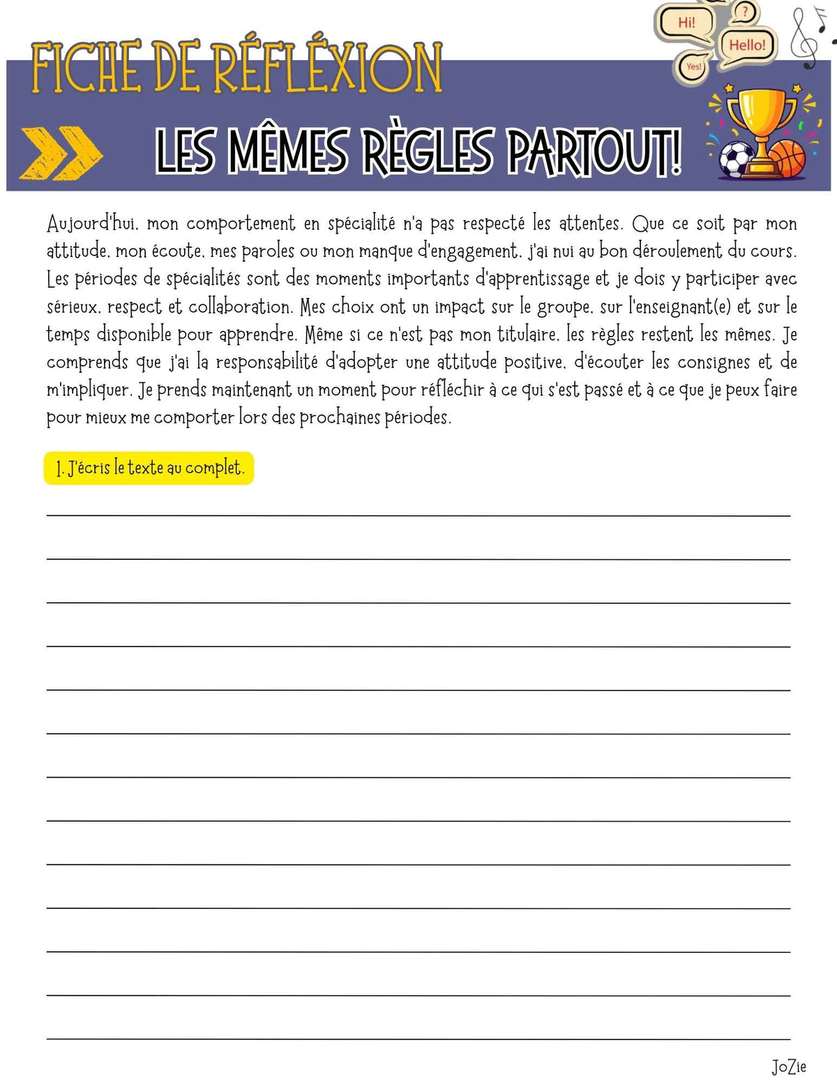 15 fiches de réflexion