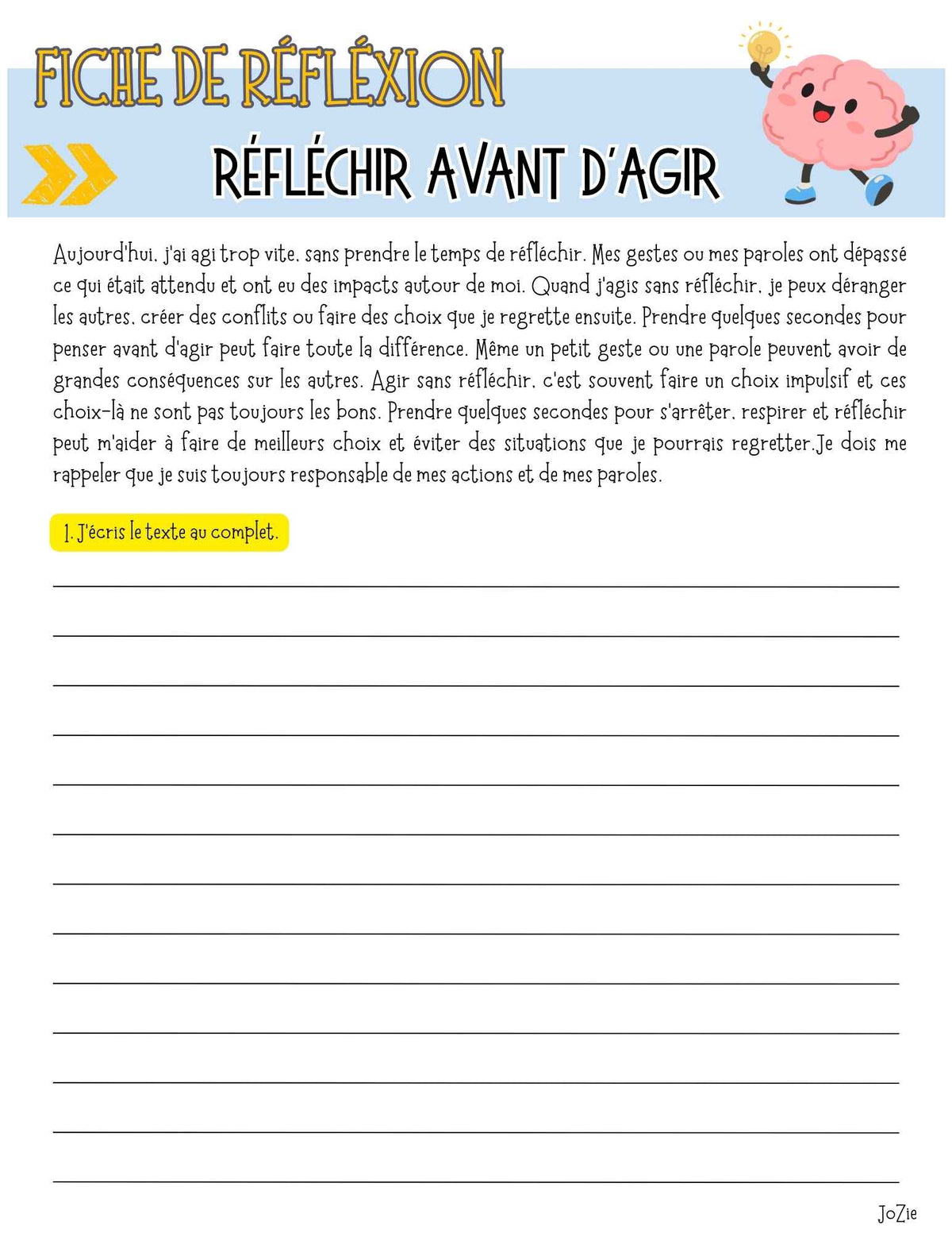 15 fiches de réflexion
