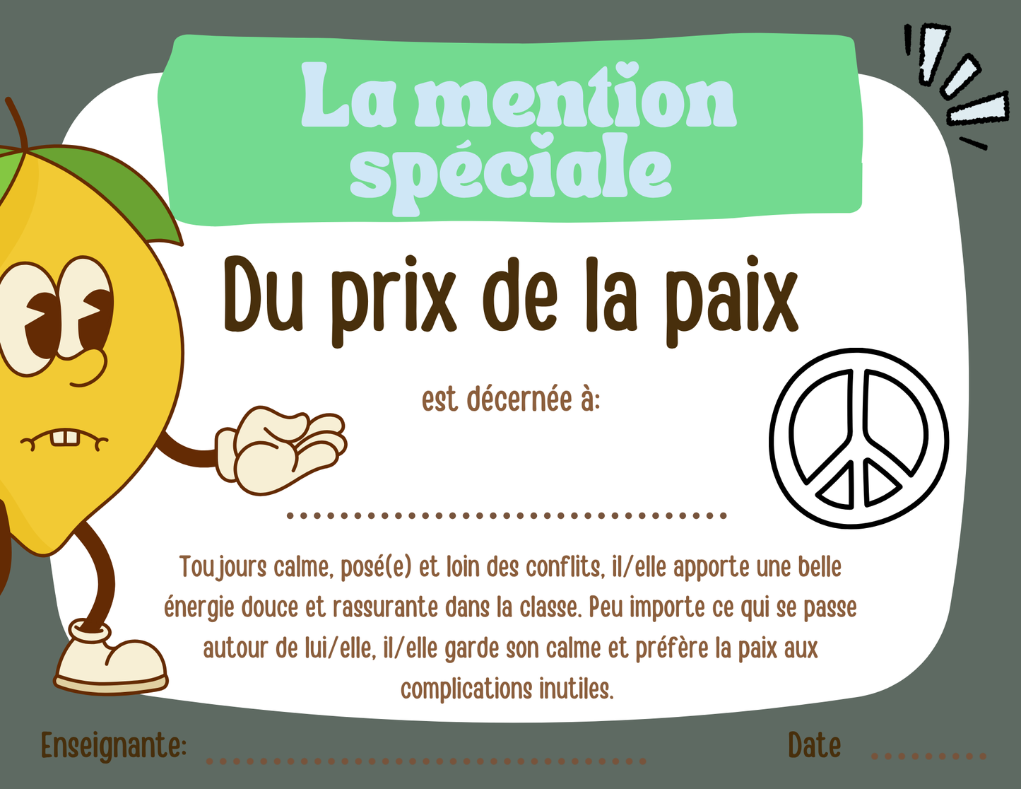 Mentions spéciales - Prix Citron
