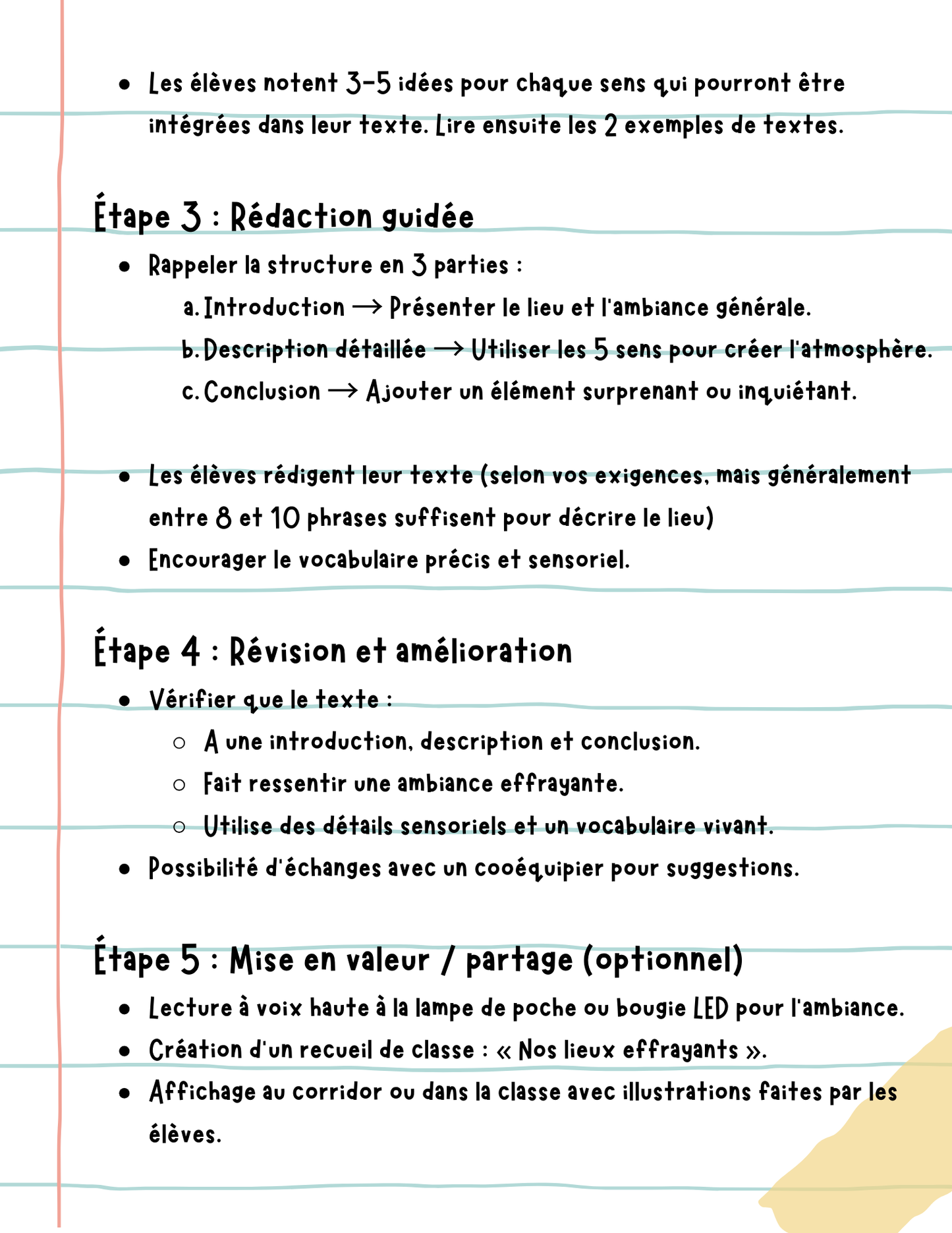 Frayeur Express - Écriture texte descriptif
