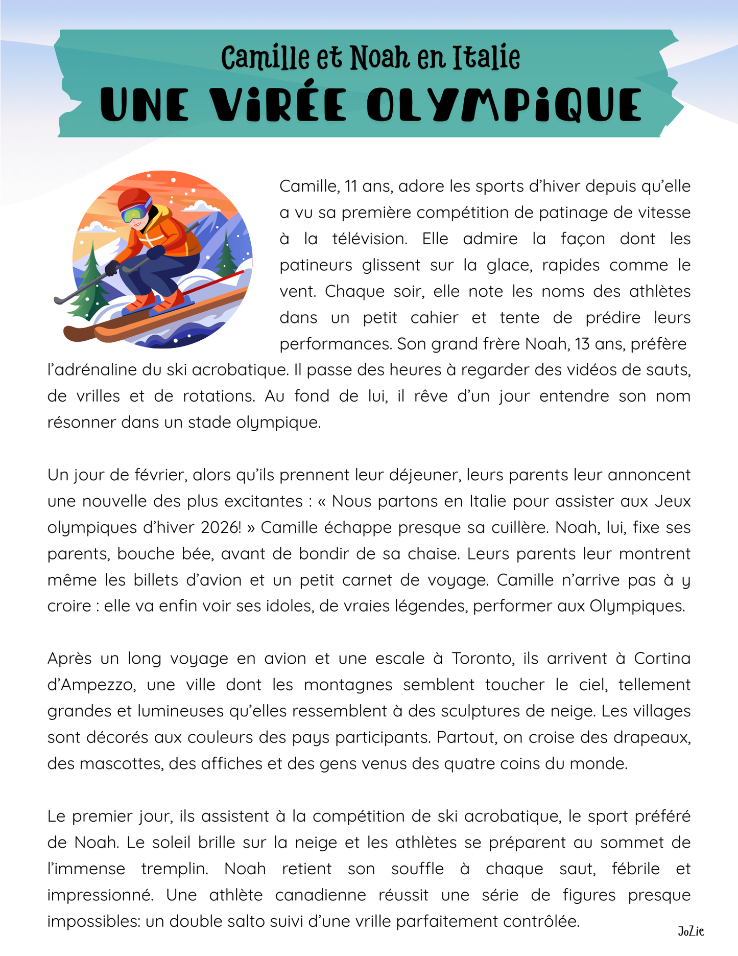 Une virée Olympique - compréhension de lecture