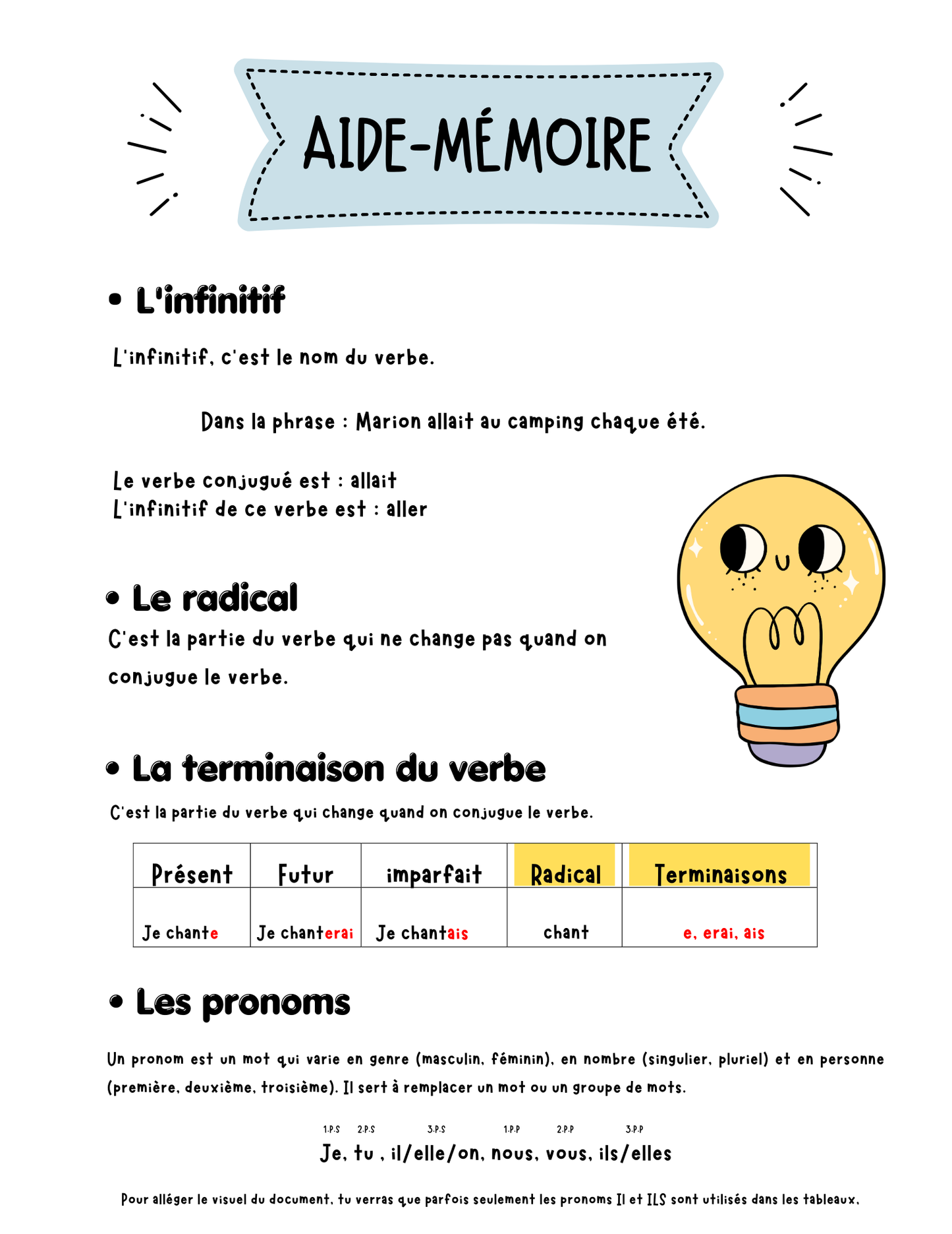 Cahier des verbes 3e année