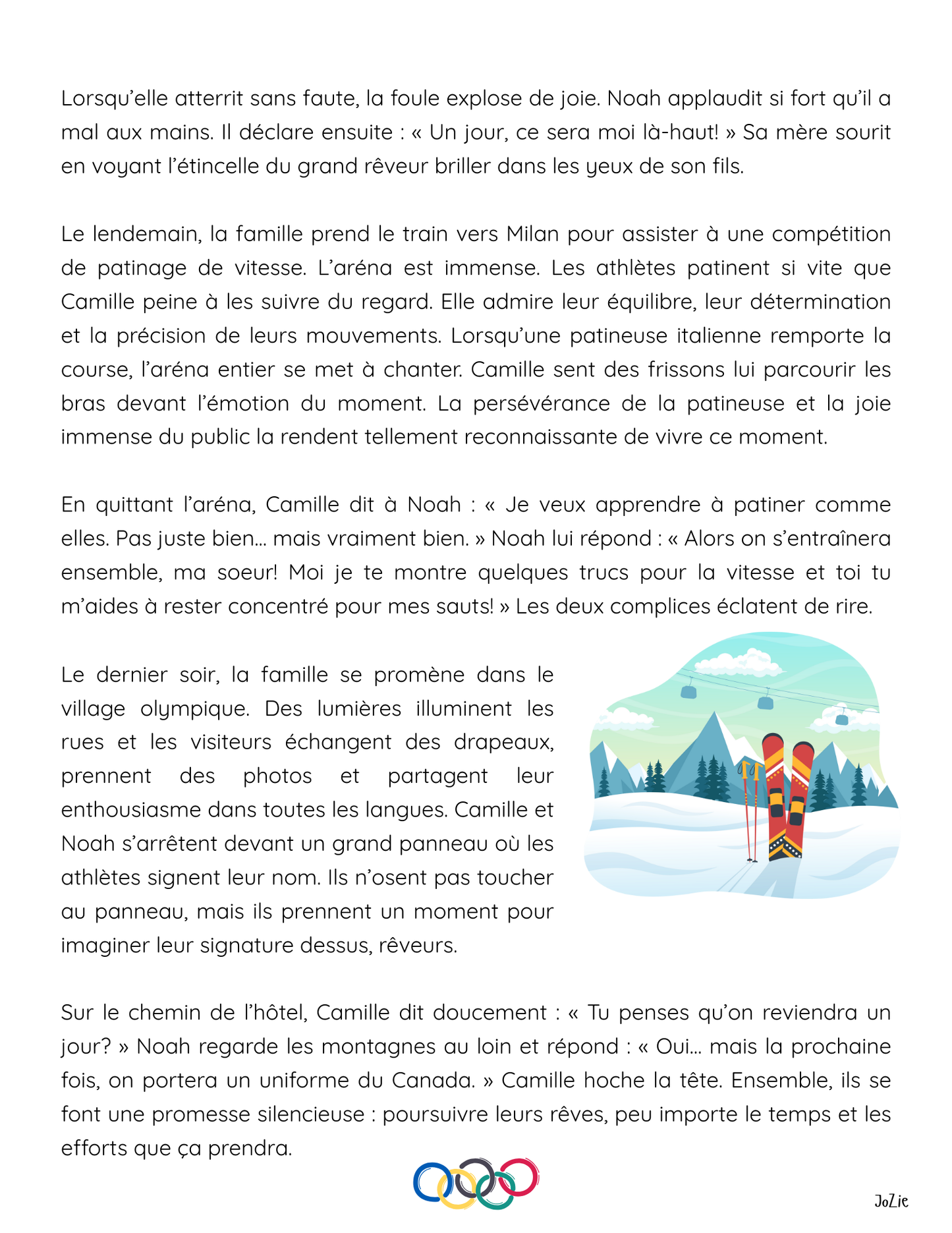 Une virée Olympique - compréhension de lecture