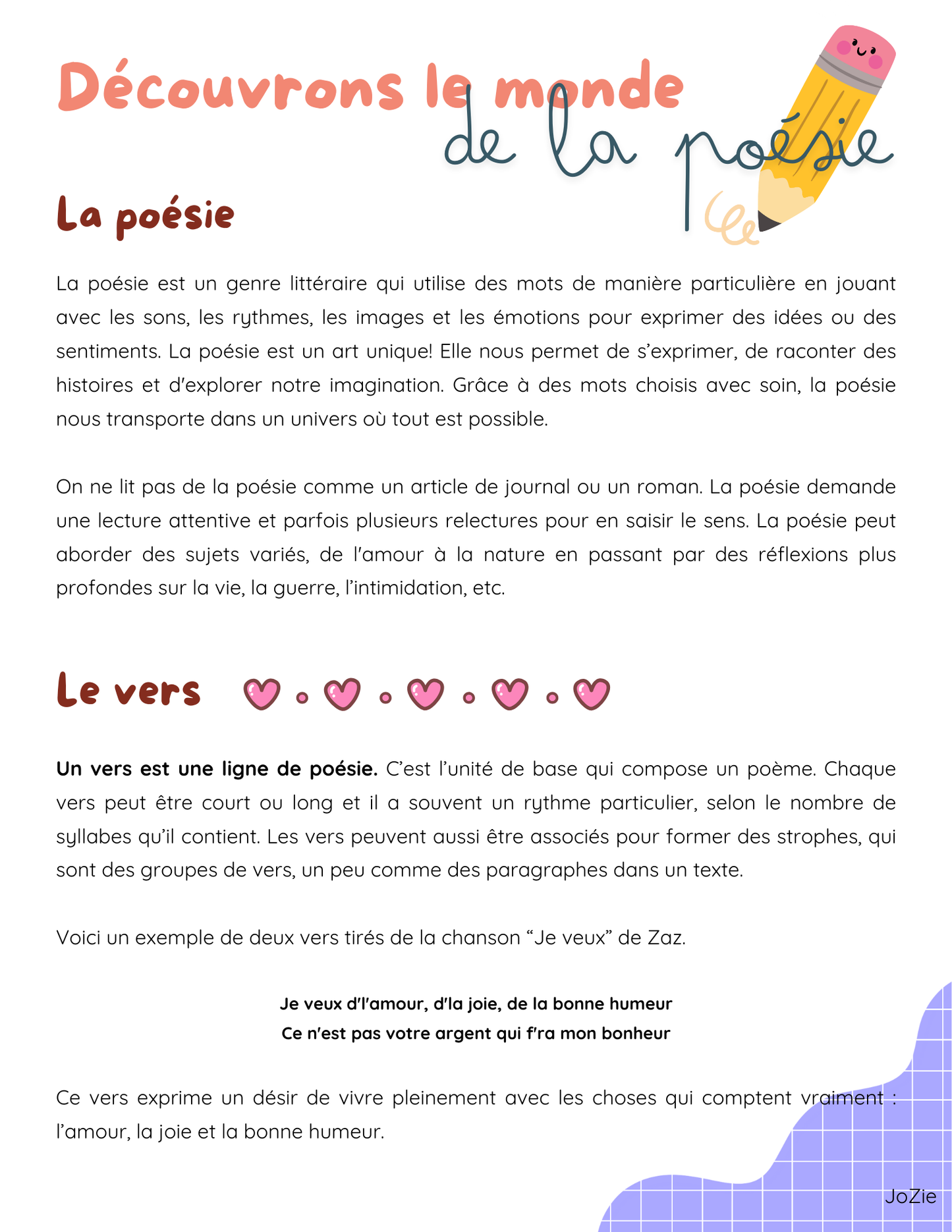 La poésie - Dossier complet
