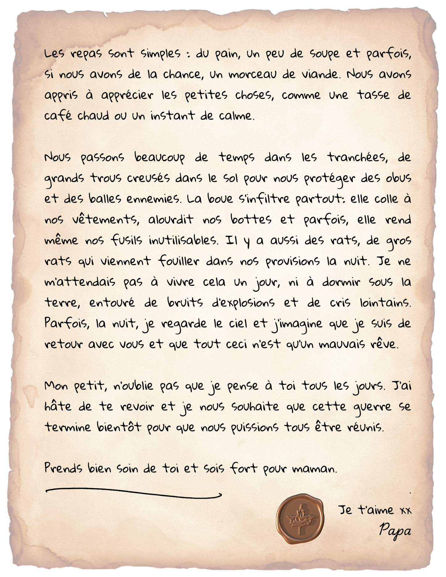 Lettre de guerre - compréhension de lecture