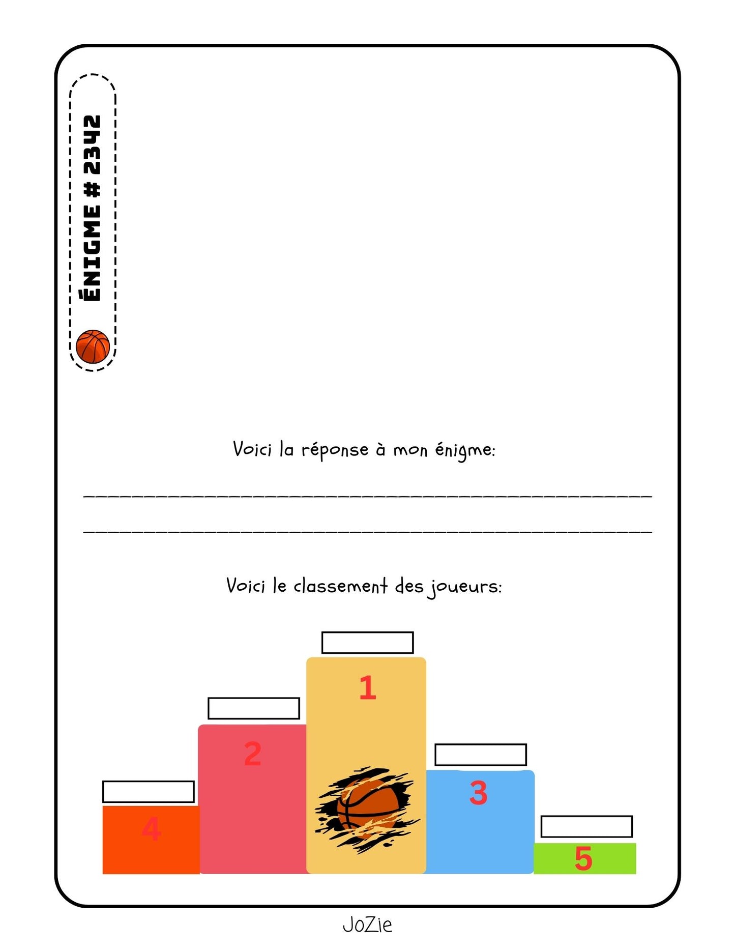 Le tournoi de Basket - Raisonner