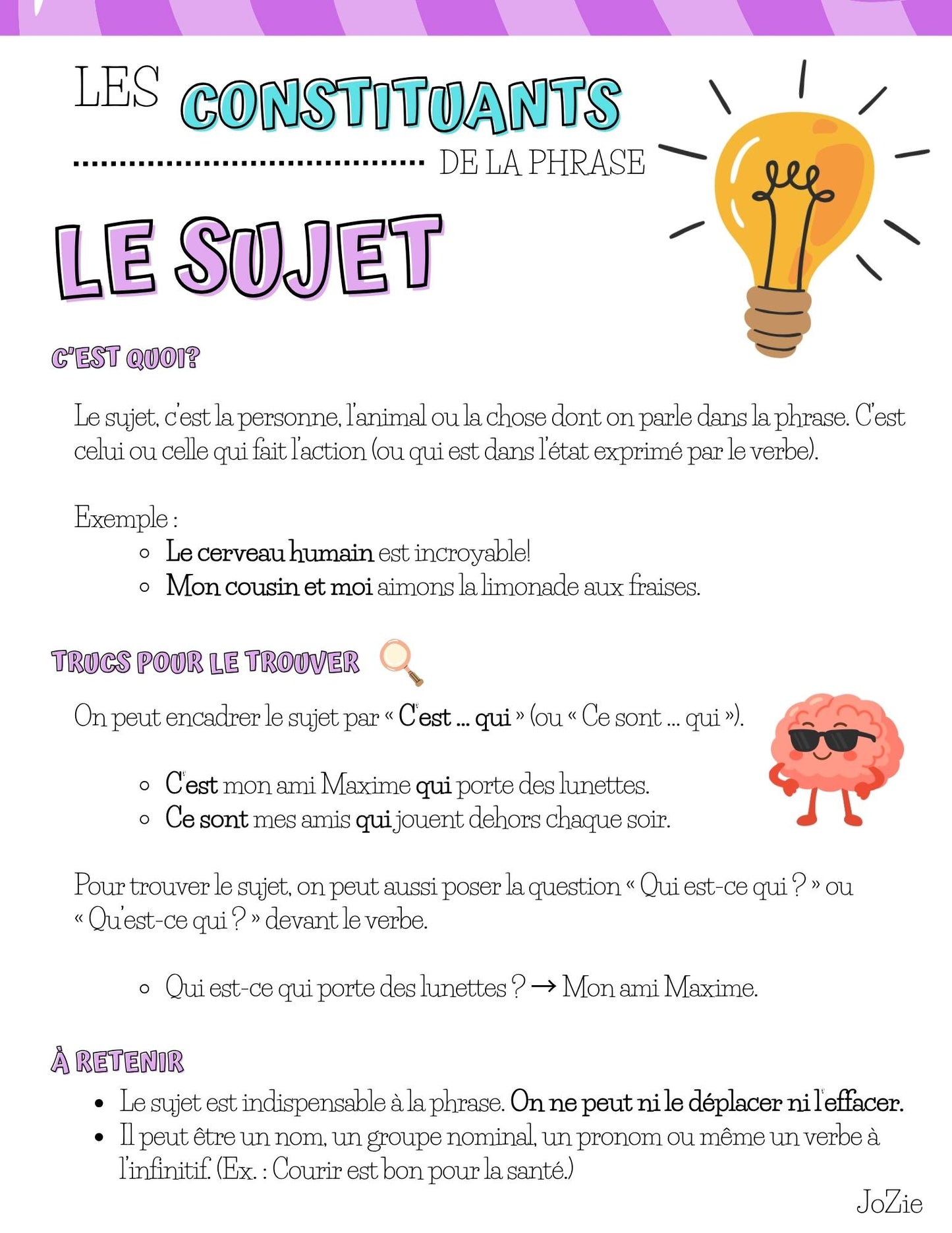 Les constituants de la phrases