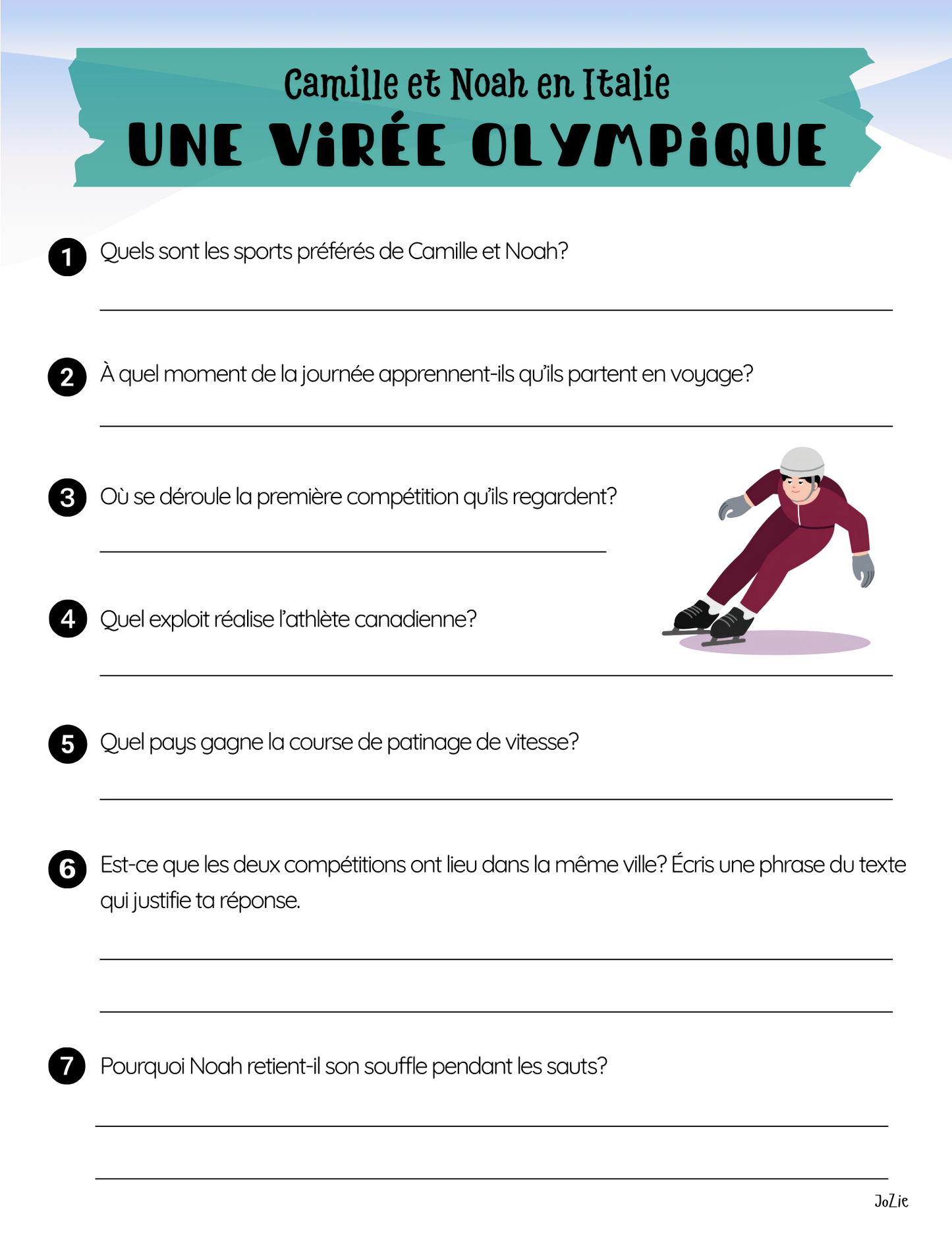 Une virée Olympique - compréhension de lecture