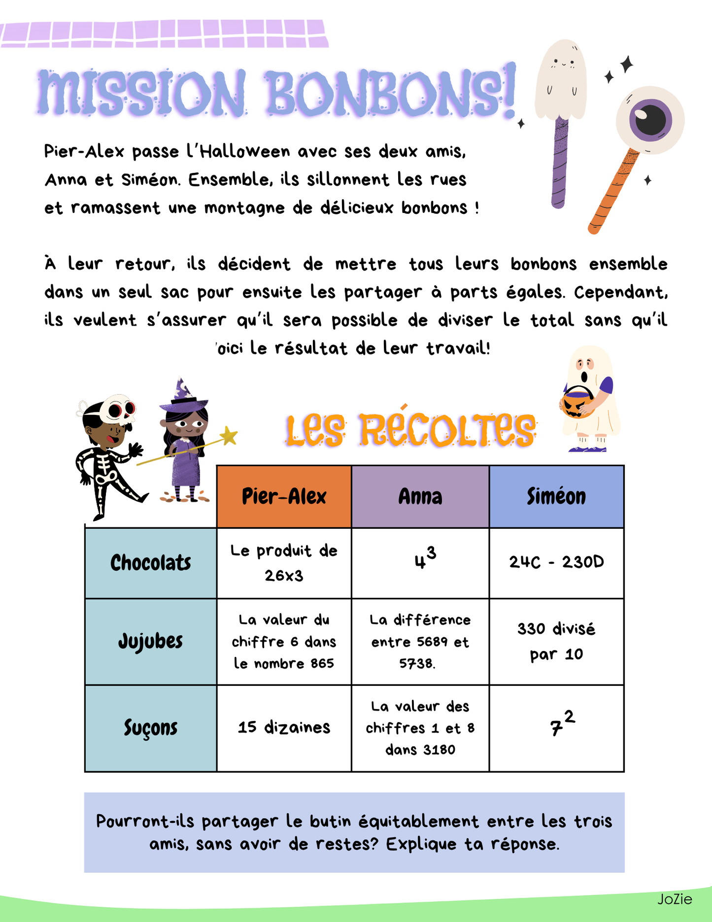 Mission bonbons! - Raisonner 3e cycle