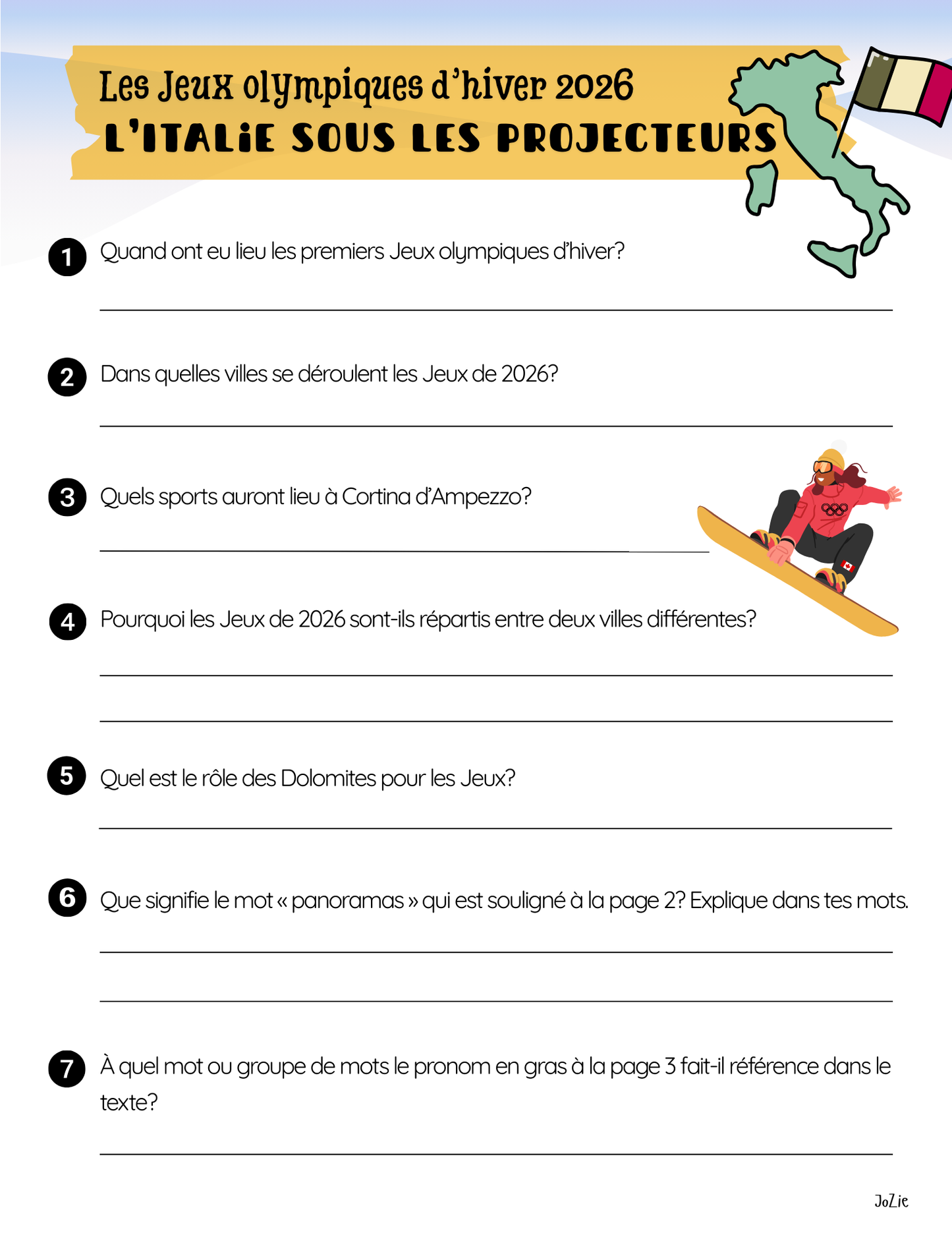 L'Italie sous les projecteurs - compréhension de lecture