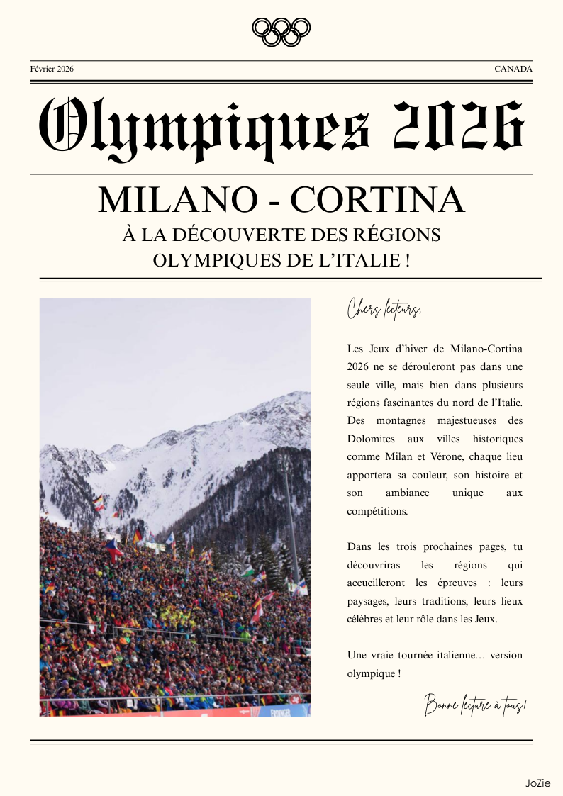 La Gazette Olympique - J.O hiver 2026