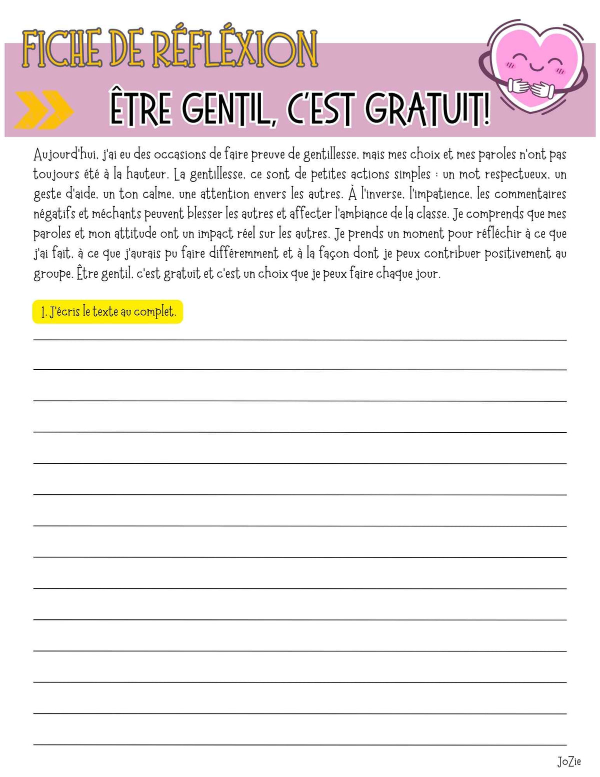 15 fiches de réflexion