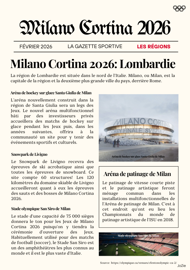 La Gazette Olympique - J.O hiver 2026